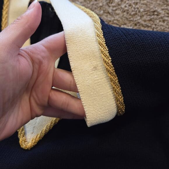 St John Marie Gray midi length dress nautical rope blue vneck long sleeves 12 - Picture 7 of 10